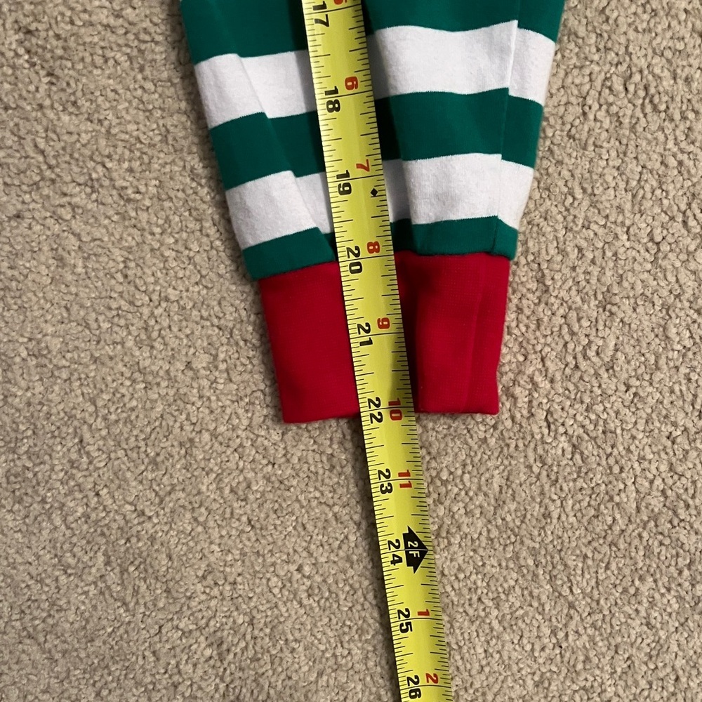 Green and White Striped Pajama Set small holiday Christmas - Picture 13 of 14